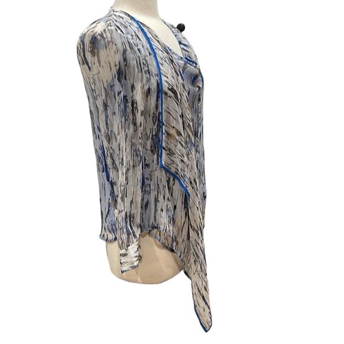 PORTS 1961 Estampado Acuarela Seda Gasa Capucha Asimétrica Cuello Bufanda Top Talla 4 - Imagen 2 de 6