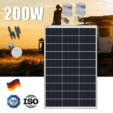 200W Watt Mono Solar Panel Kit 12V Battery Charger Power Home Boat RV Off Grid