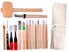 Michihamono 16 Tool Wood Carving Kit U V Gouge Flat Chisel Saw Woodworking set