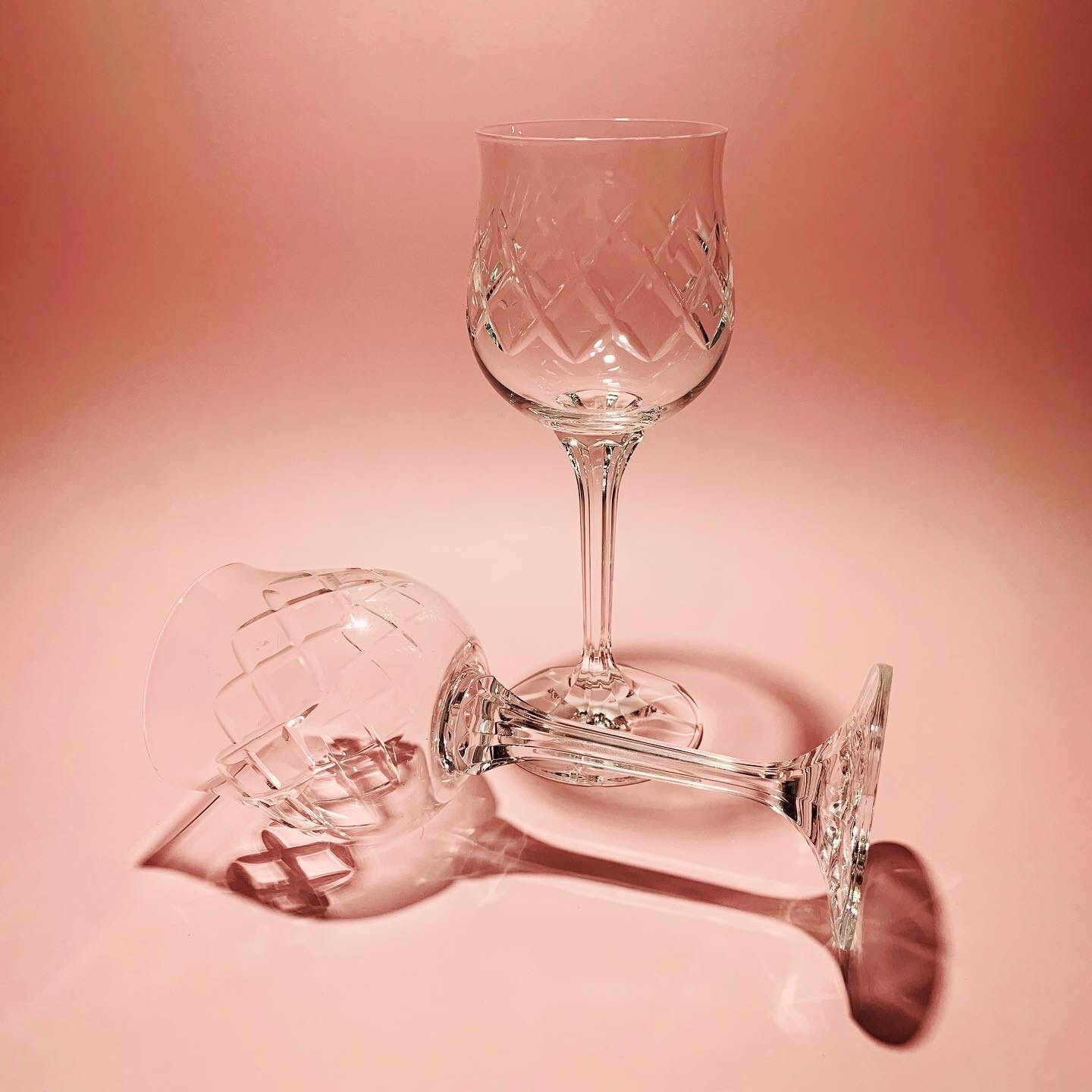 2 Crystal Wine Glasses. Bohemia Diamond Cut. 200ml. eBay