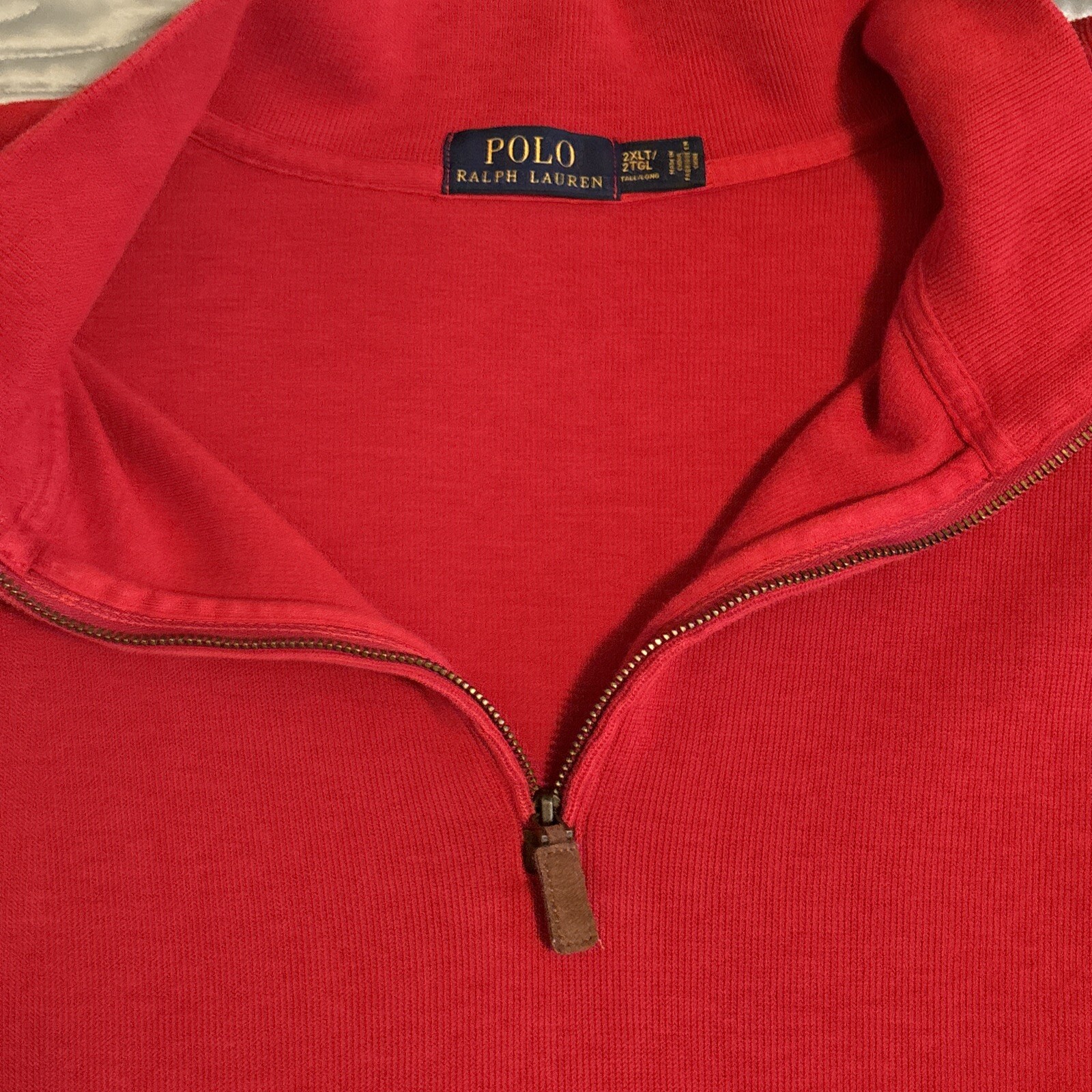 PONY Polo Ralph Lauren pullover 1 4 cerniera uomo manica a L rossa alta 2XLT lunga
