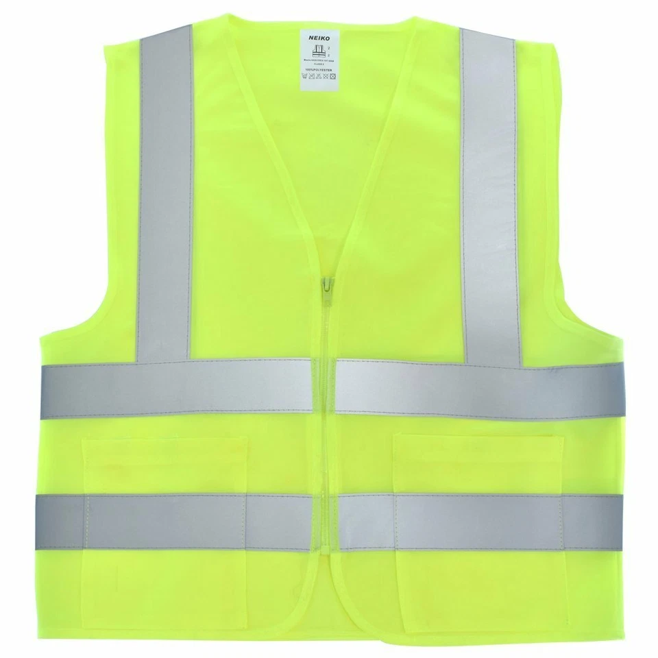 NEIKO 2 Pockets Yellow Solid-Mesh High Visibility Safety Vest, ANSI/ ISEA 107-2010