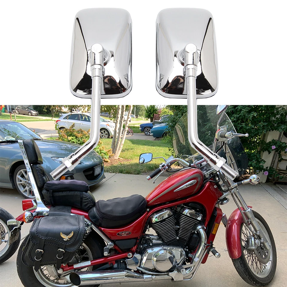 For Suzuki Intruder 800 1400 1800 Chrome Rectangle Motorcycle Rear View Mirrors - Изображение 2 из 4