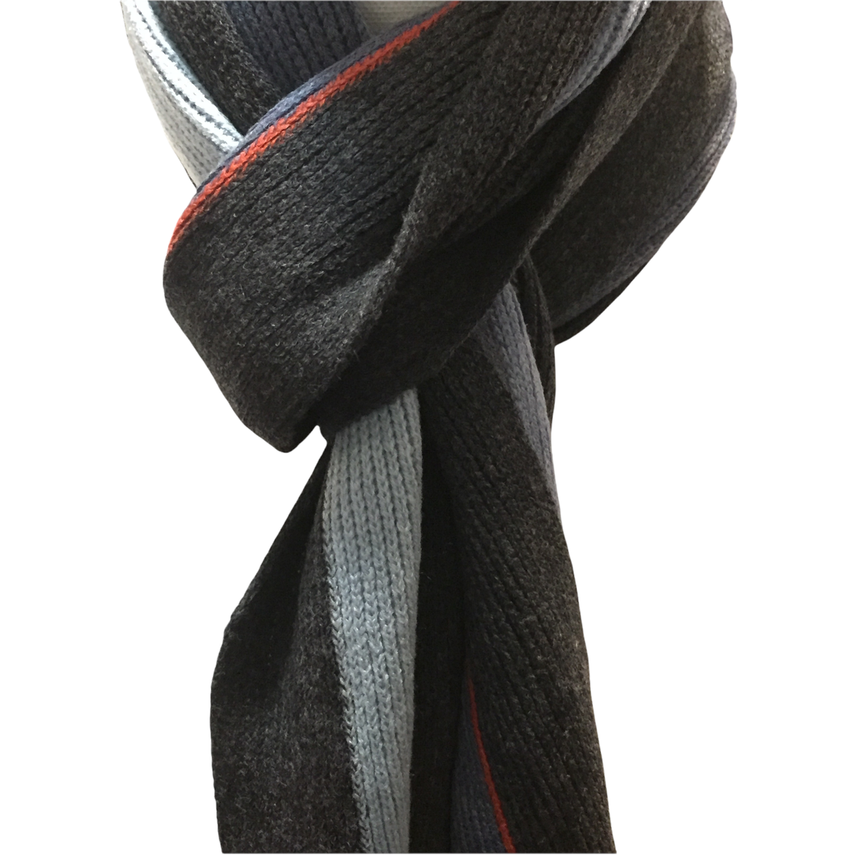 Marks Spencer Blue Mix Men's Scarf Gray Blues Rust Stripe Dressy Casual  Fringe