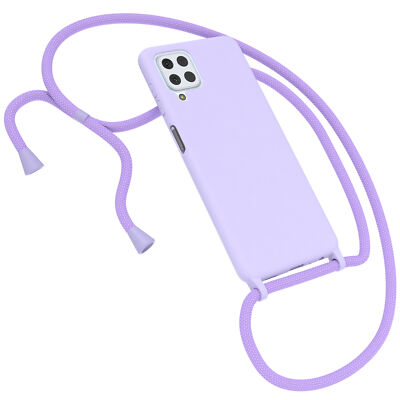 Für Samsung Galaxy M22 / M32 / A22 4G Handyhülle zum Umhängen Kordel Kette Lila