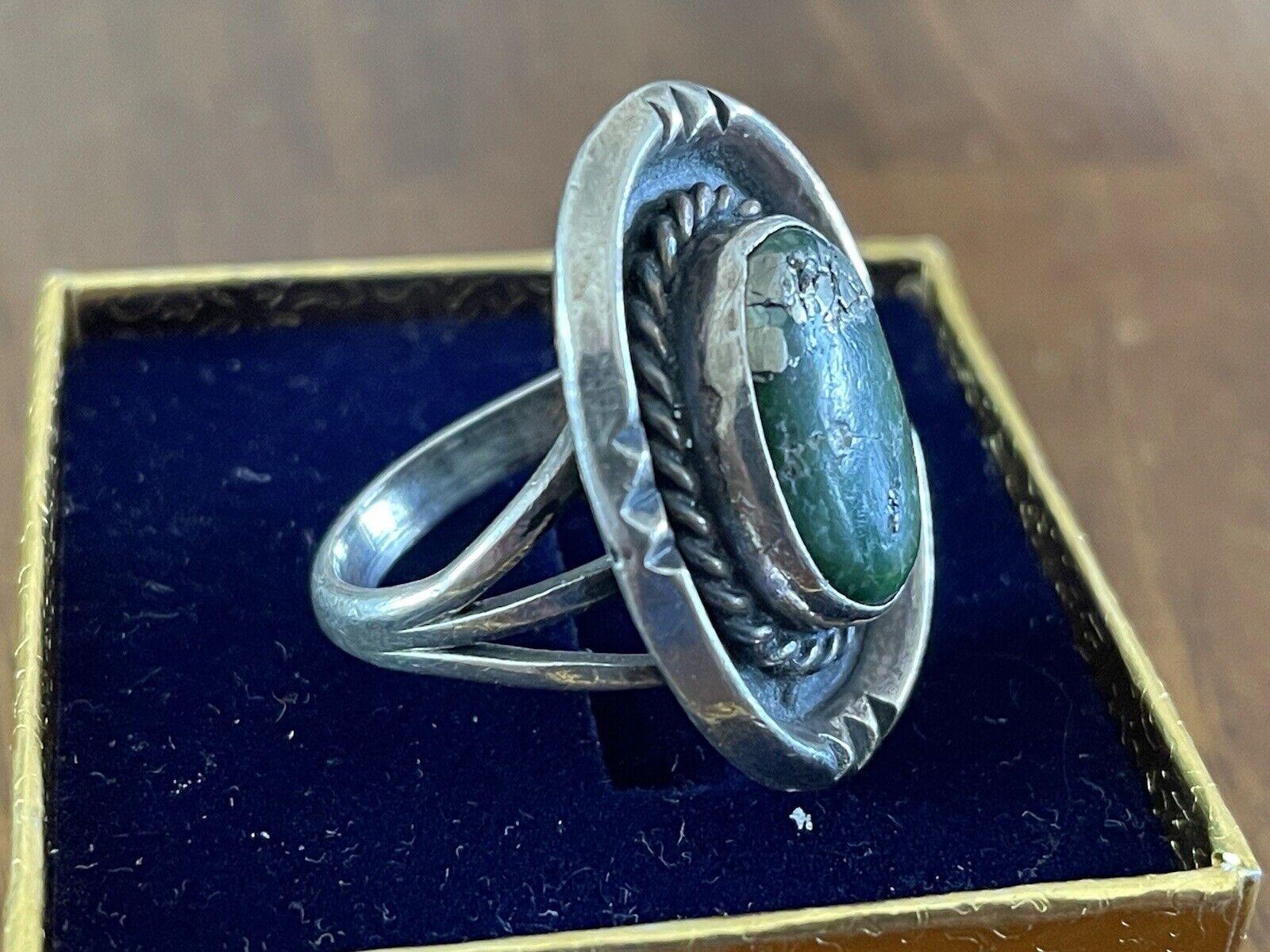 Vintage Navajo Sterling Turquoise Ring 6.5 - image 8