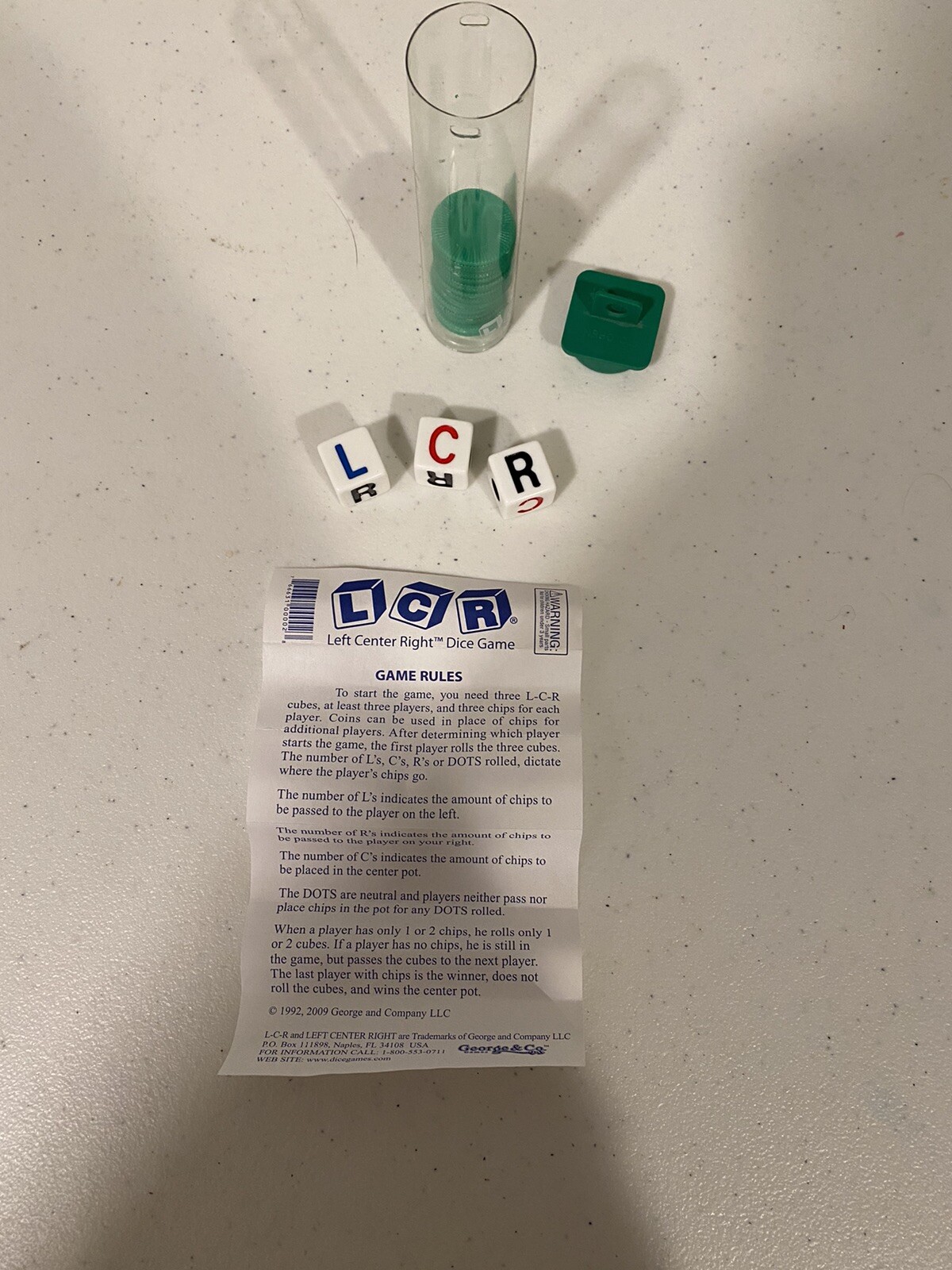 LCR Original Left Center Right Dice Game Green George & Co Games Ages 5 for  sale online | eBay