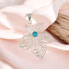 Natural Swiss Blue Topaz 925 Silver Bezel Birthday Elegant Wife Pendant Jewelry