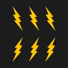 Set of 6 Lightning bolt Shape Version 2 Vinyl Decal shape symbol Sticker
