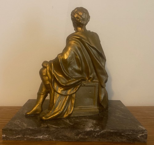 Antique Spelter Figurine Statue Marble Base 7 1/2 " - Picture 4 of 9