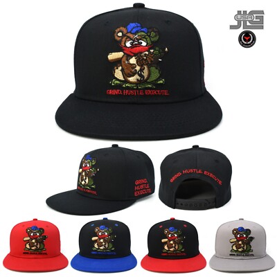 Grind Hustle Execute New Bear USC Snapback Hat Flat Bill Cotton Baseball Cap