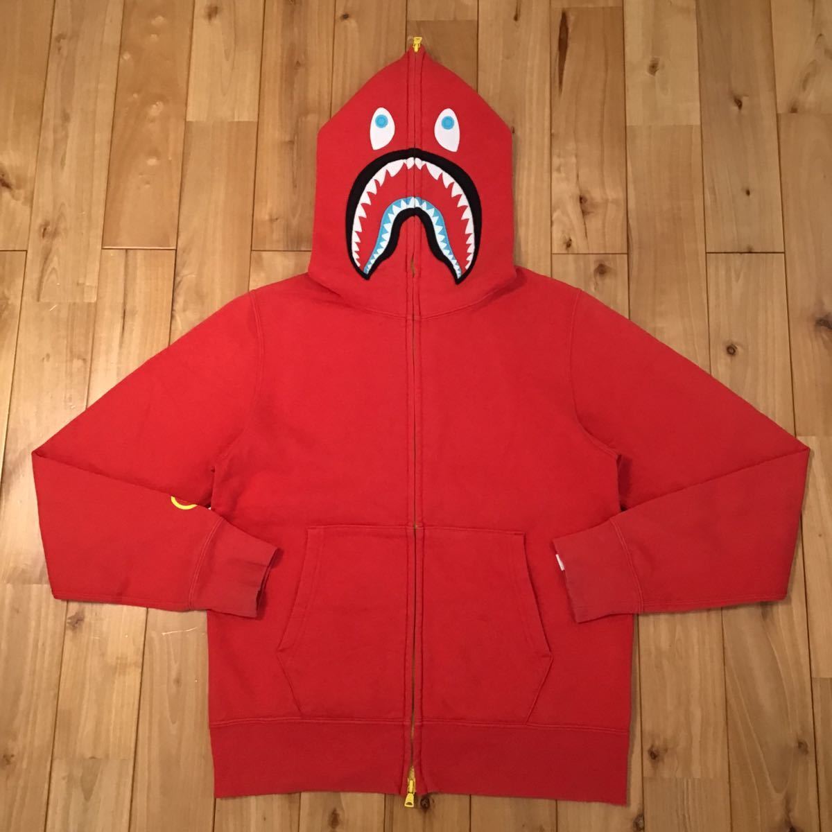 2010 BAPE Neon shark full zip hoodie Red A Bathing Ape Size S | eBay
