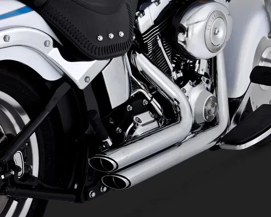 Sistema de tubo de escape escalonado VH Shortshots cromado Harley Fat Boy 90-09 Foto 2 de 4
