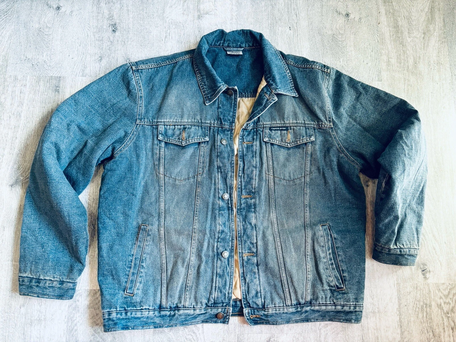 Camargue Mens Vintage Denim Jacket Retro Trucker Medium Wash Blue L