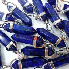 Natural Blue Stone 50pcs Hexagonal Column Pendants for Jewelry Making Wholesale