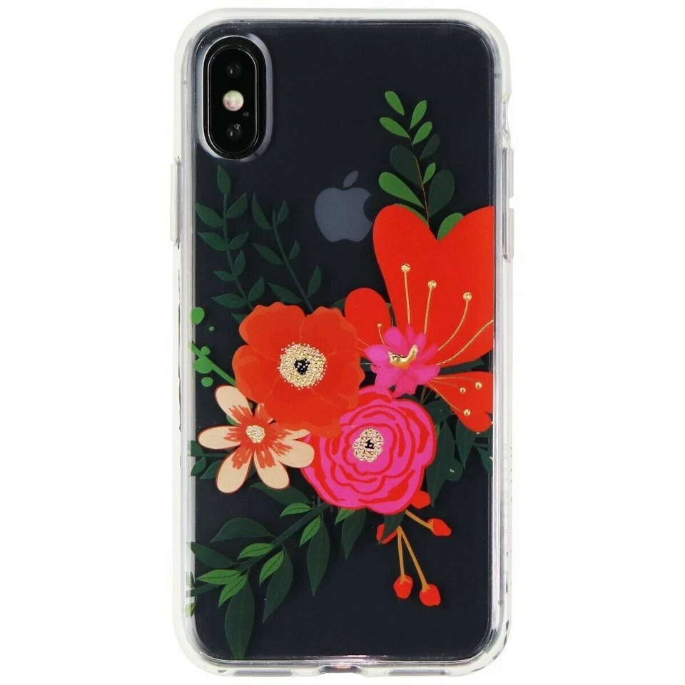 Platino - Funda rígida transparente para Apple iPhone X y XS - Floral transparente Foto 2 de 4