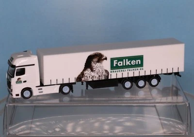 Herpa 066518, Spur N, MB Actros Gardinenplanen Sattelzug Falken Bräu - Bild 1 von 4