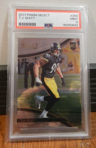 2017 Panini Select TJ Watt  RC #259 PSA 9 Mint Rookie, Steelers, Badgers,