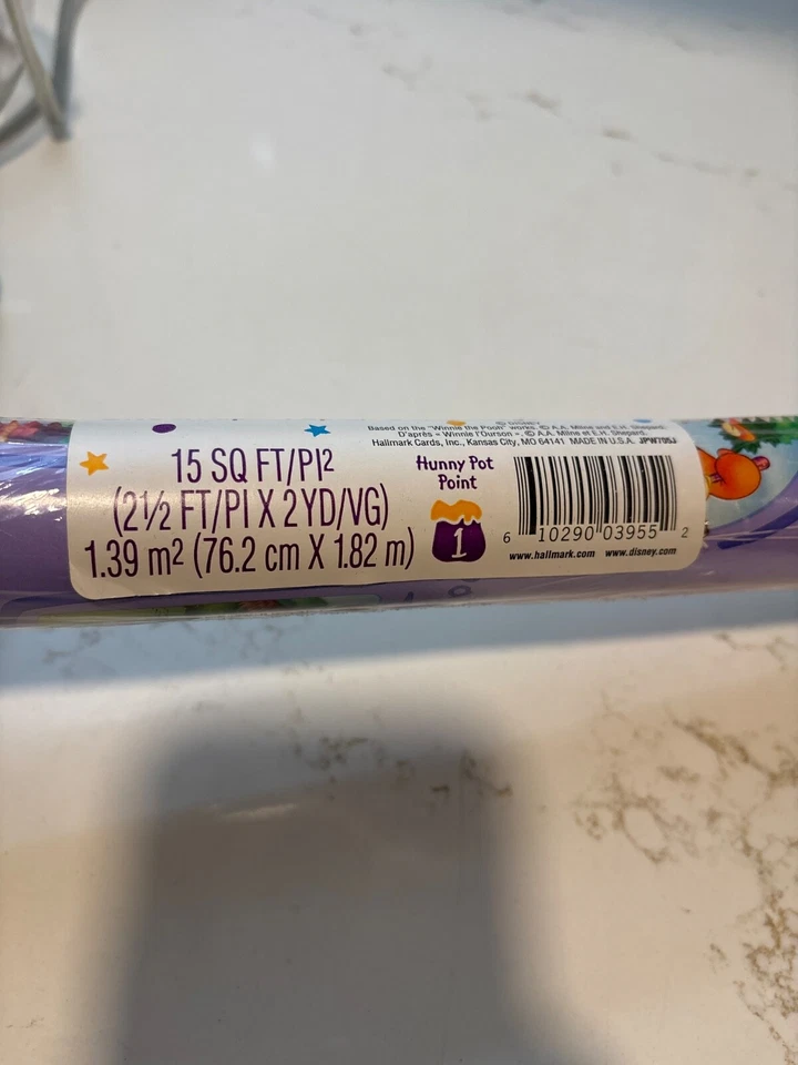 NEW Sealed Vtg Roll Hallmark Disney Winnie The Pooh  Gift Wrap Paper 15 Sq ft - Image 4 of 4
