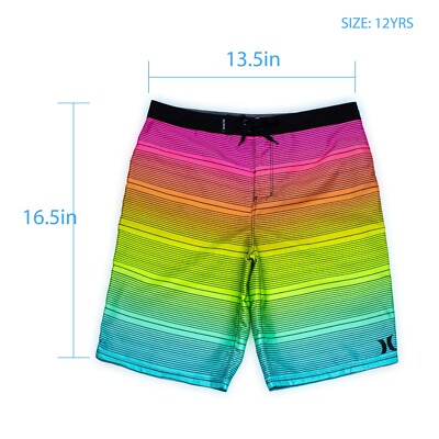 Hurley Boys Board Short - Rainbow Stripe Swim Trunks BigK Size 10