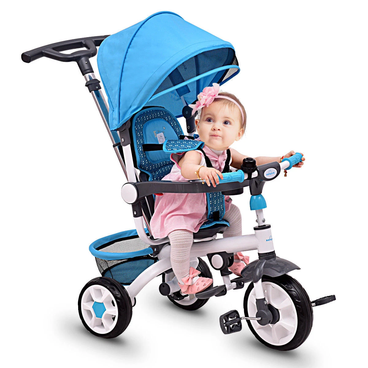 Costway 4 In 1 Kid Baby Stroller Tricycle Detachable Learning Toy