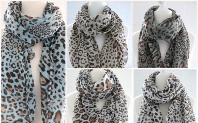 Damen Schal Tuch Loop Italy Made Seide Baumwolle viele Farben Leo Animal Print