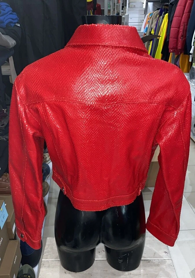 Giuseppe Zanotti Lederjacke / Python Frau Rot Gr. Eu S ZN01L - Bild 2 von 4