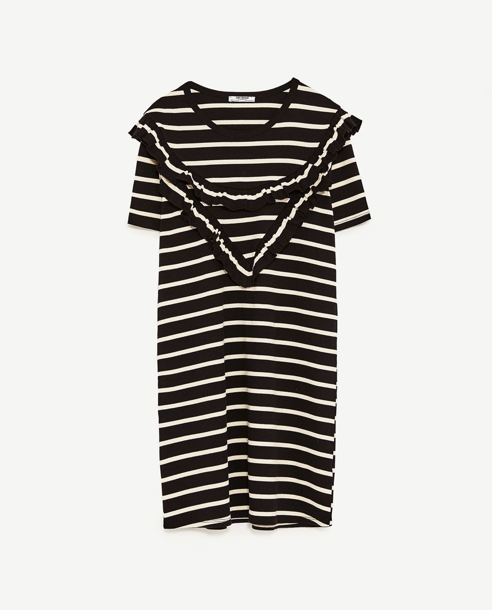 zara striped knit mini dress Fine Short Sleeve Front Frill New Dress Sizes. S; M Producto_c_Pret-a-porter