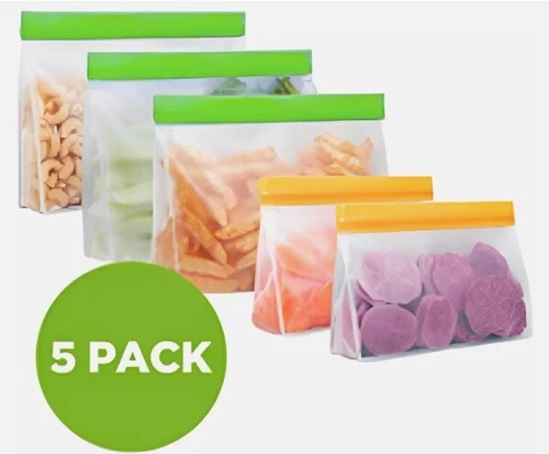 Reusable Thick Silicone Food Storage bags Zip Lock Freezer bag Leak Proof Stand