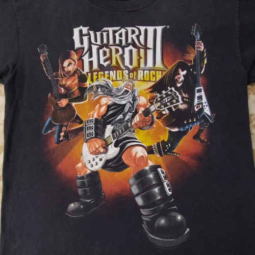 Vtg Guitar Hero 3 God Of Rock Youth Boys T Shirt Size Large Video Game Promo Tee