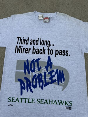 Vintage 90s Seattle Seahawks Nutmeg Rick Mirer NFL T-Shirt L NWT