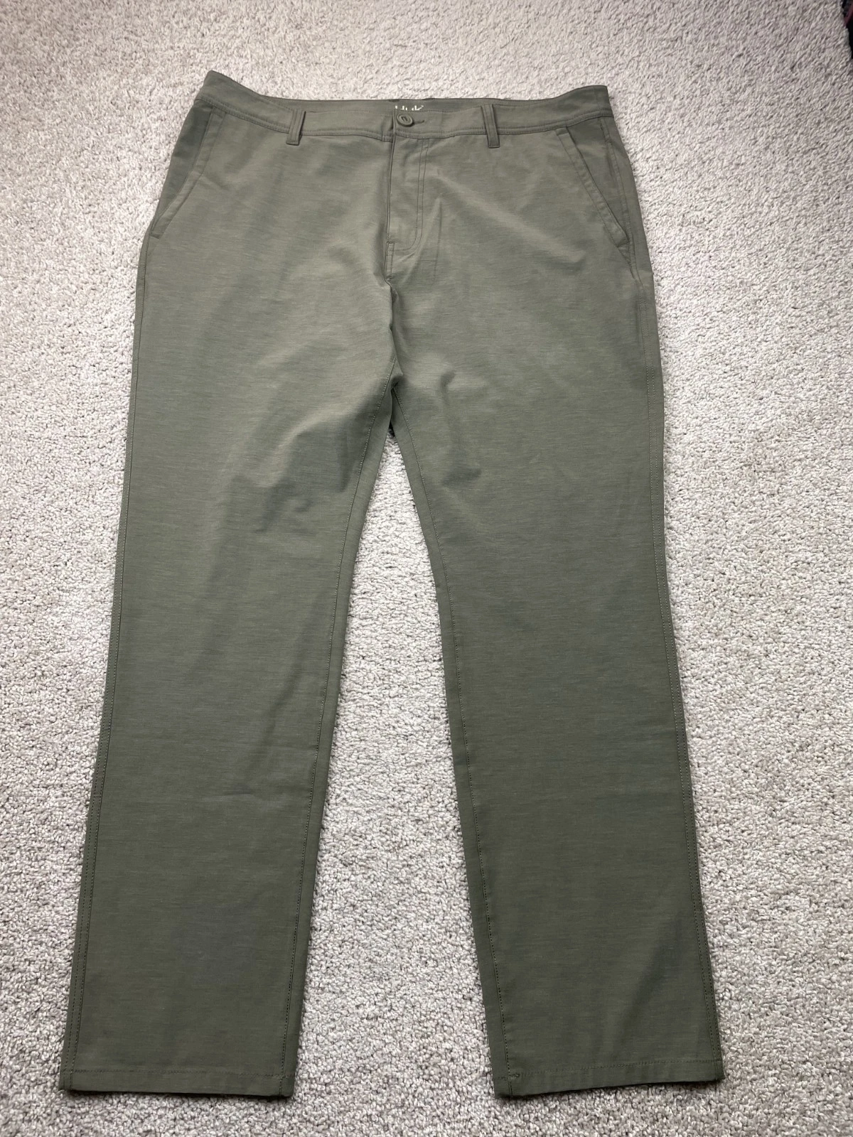 Huk Pants Mens 40x32 Green Performance Fishing Stretch Zip Pocket Khakis Outdoor