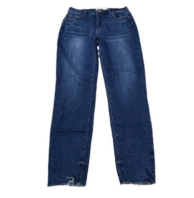 VIPONES Jeans High Rise Skinny Stretch Distressed Frayed Blue Denim