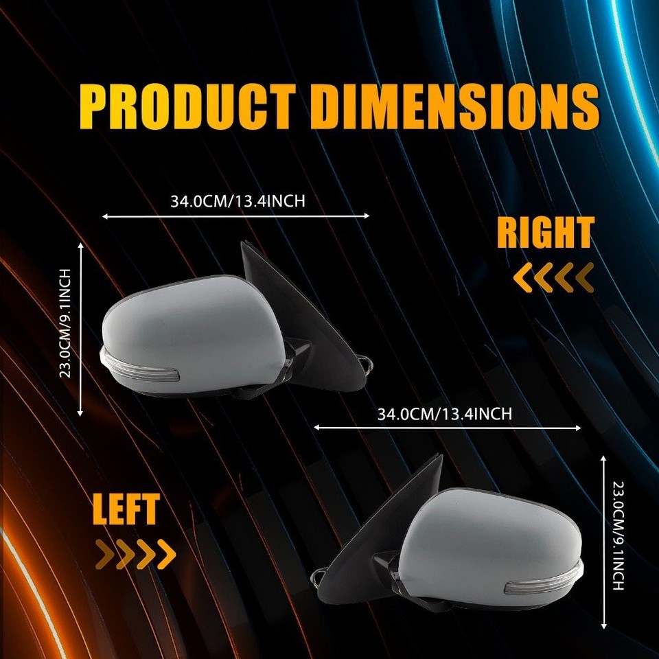 2PCS Front Left Right Side Door Wing Mirror For Mitsubishi Outlander ...