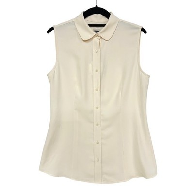 Anne Klein Sleeveless Cream Career Blouse, Sz 6, Button Front Polyester Top NEW