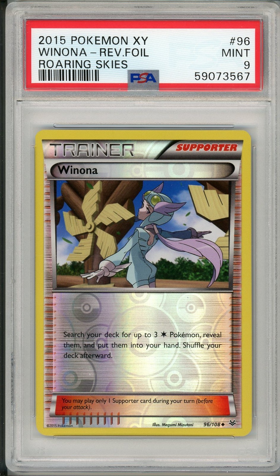 2015 Pokemon XY Roaring Skies Winona Reverse Foil Holo #96 PSA 9