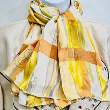 Unused  Smooth Slick Bill Blass 100% SilkChiffon/Satin 64"x21" Yellow Gold (45)