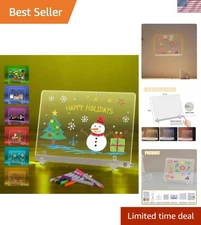 LED Doodle Glow Note Board 13.7"X10" – Light Up Acrylic Dry Erase Message Dra...