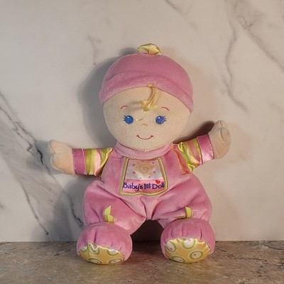 FISHER PRICE BRILLIANT BASICS BABY'S 1ST DOLL PINK RATTLE PLUSH CIRCA 2008