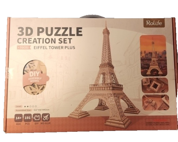 3D  Wood Model Puzzle Large Eiffel Tower Plus Building Set Rolife Creation