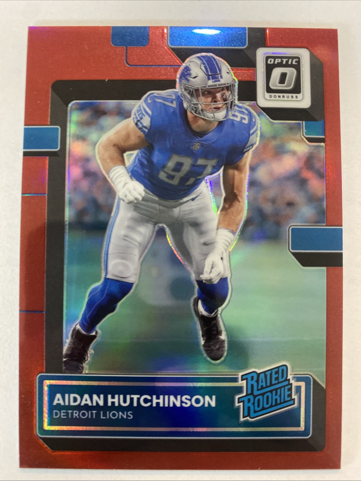 2022 Panini Donruss Optic - Rated Rookie Aidan Hutchinson #213 Red Prizm /99 RC