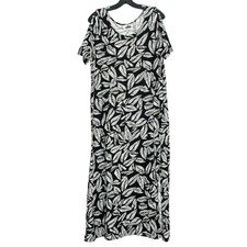 Metropolitan Vintage Dress Cold Shoulder Boho Retro Minimalist Midi Black Large