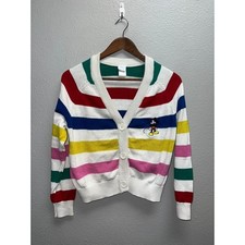 Disney 100 Cardigan Multicolor Striped Embroidered Mickey Sweater XS