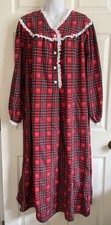 Vintage Lanz of Salzburg Full Length Flannel Red Plaid Nightgown Size L/XL