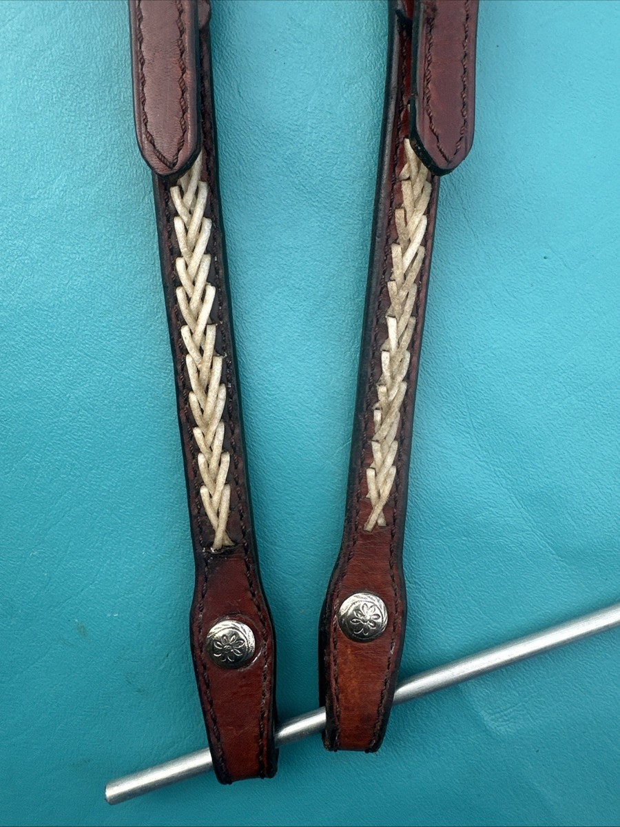 Blue Ribbon Tack Western Leather Belt Sterling Silver Overlay Buckle Tip Size 32 Blue Ribbon Tack Sterling Silver Buckle Set 1 Ear Leather  main image 2
