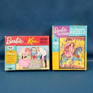 2 VTG Whitman Jigsaw Puzzles Barbie + Ken 1963 Barbie + Skipper 1964