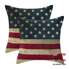 AEIOAE 4th of July Pillow Covers 18x18 Set 18" x 18" Pack of 1 American Flag