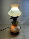 Vtg Handpainted Floral Electric 3 Way Hurrican Lamp Gone with the Wind  17.5” T