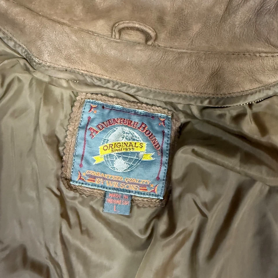 90s Vintage Wilsons Adventure Bound Leather Duster Jacket men's L western trench - Image 3 of 4