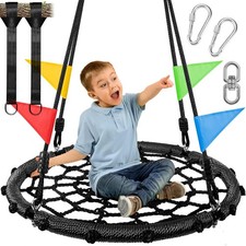 Odoland Spider Web Platform Swing, Outdoor Saucer Net Small 24in 60cm , Black